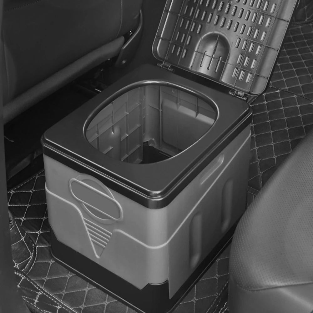 Inodoro portátil para coche, cubo de basura para viaje, campamento al aire libre, inodoro plegable para viaje de emergencia, autoconducción para adultos y niños