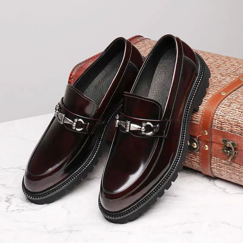 Zapatos de vestir de cuero para hombre, hebilla de calle de caballo, zapatos Oxford de alta calidad para hombre, zapatos formales para fiesta de boda y oficina, talla grande 38-48