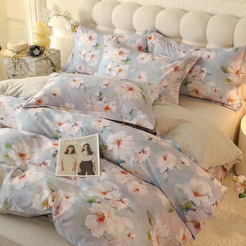 Juego de cuatro piezas de algodón puro 2024, ropa de cama de cuatro piezas, adecuado para uso doméstico, nuevo estilo de lujo, 100%