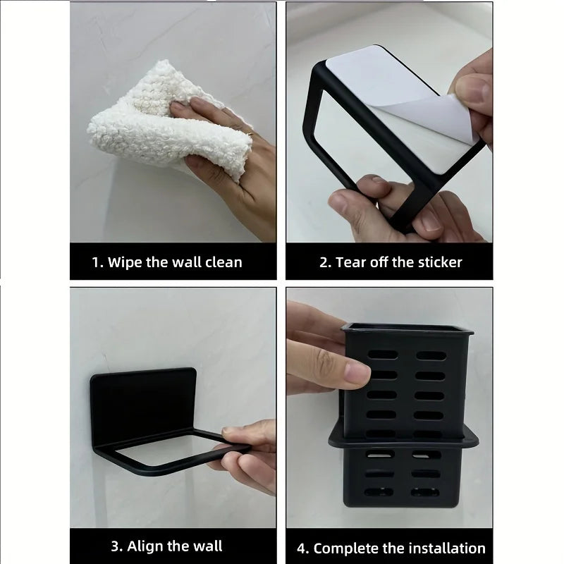 1 soporte funcional para cepillos de dientes para baño, estante de almacenamiento para cepillos de dientes montado en la pared, estante de almacenamiento para el baño