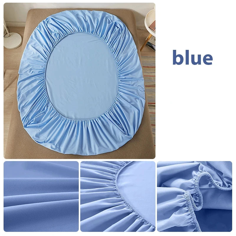 Sábana bajera 100% de algodón con banda elástica, funda de colchón ajustable antideslizante de Color sólido para camas individuales, dobles, King y Queen