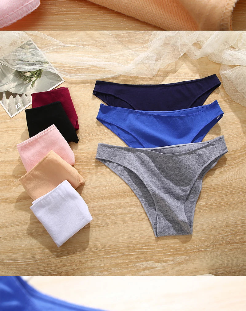 FINETOO-Conjunto de bragas de M-XXL para mujer, lencerÃa de algodón, ropa interior Sexy, 7 colores sólidos