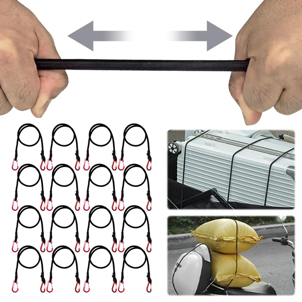 Cuerda elástica de alta resistencia, correa de amarre, ganchos de mosquetón, Kayak, ciclismo, embalaje de equipaje, cuerda elástica, accesorios de Camping