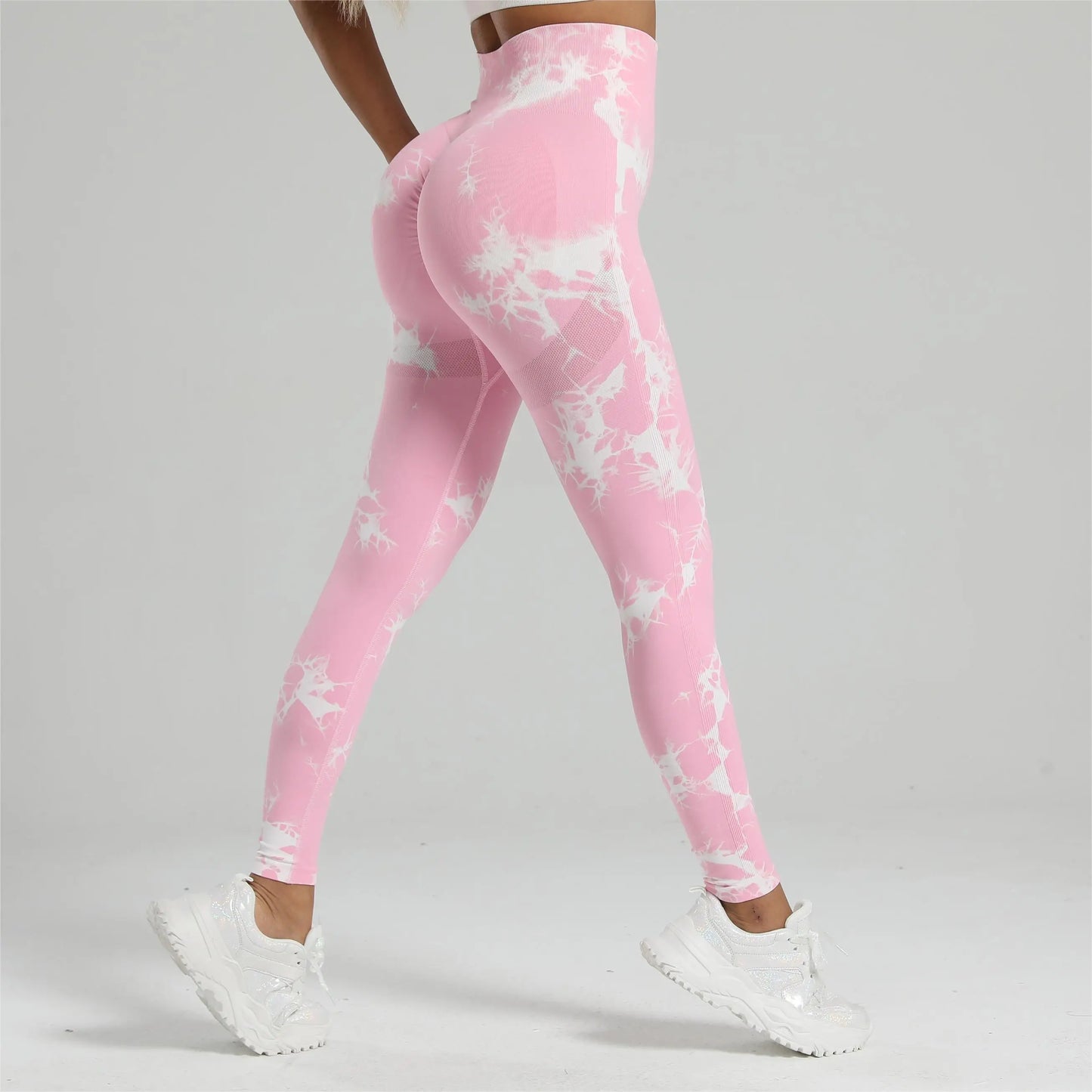 Mallas de gimnasio Tiedye para Mujer, pantalones sin costuras de realce para Mujer, mallas deportivas sin costuras para Fitness, mallas de entrenamiento de cintura alta para Yoga, envío directo