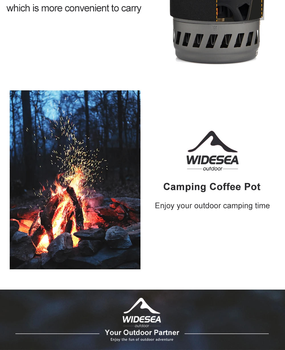 Widesea-Sistema de cocina para acampar con intercambiador de calor, estufa de Gas para exteriores, quemador, taza de café para turismo, vajilla