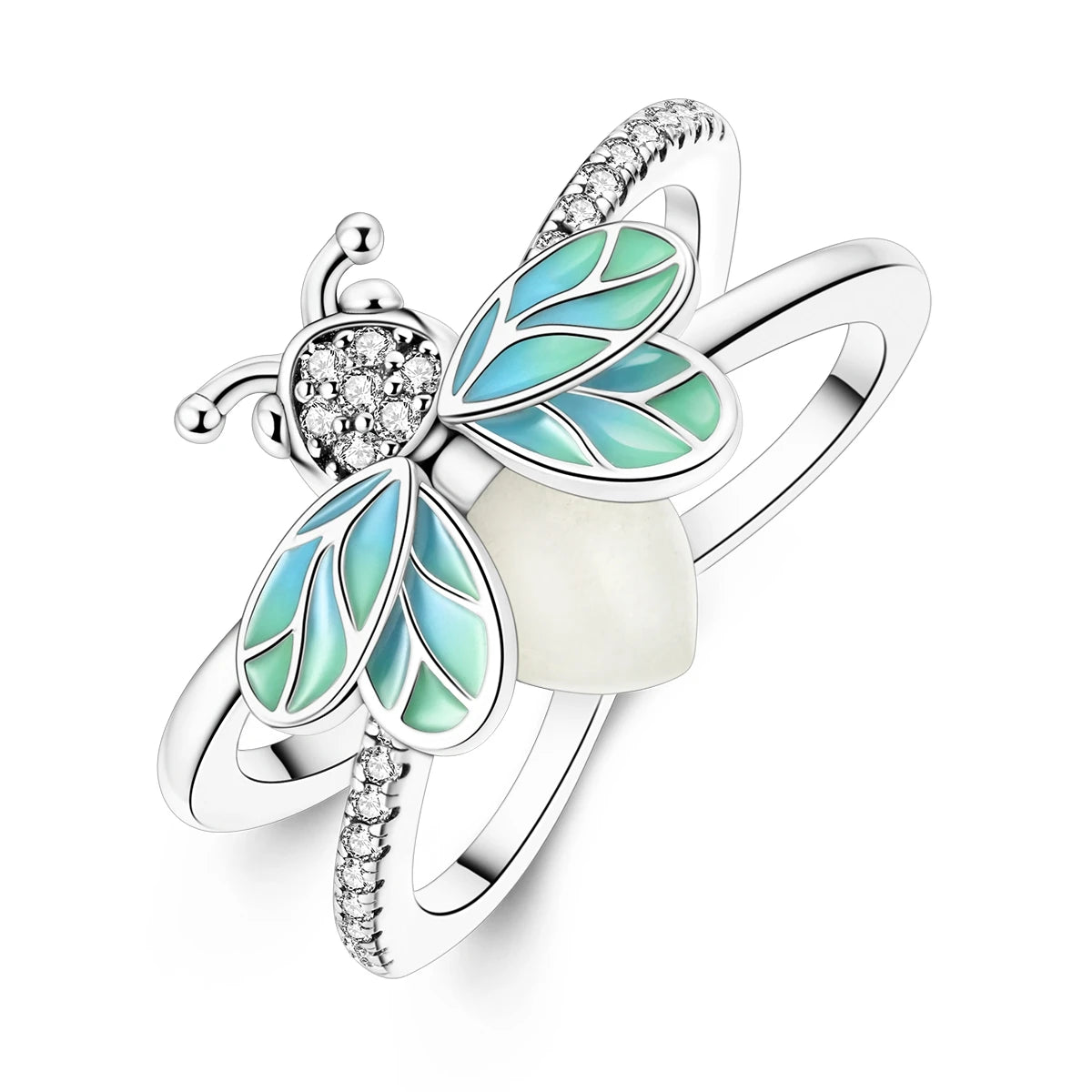 Anillo de Plata de Ley 925 Original para mujer, joyería fina con circonita, luciérnaga, corazón, cruz