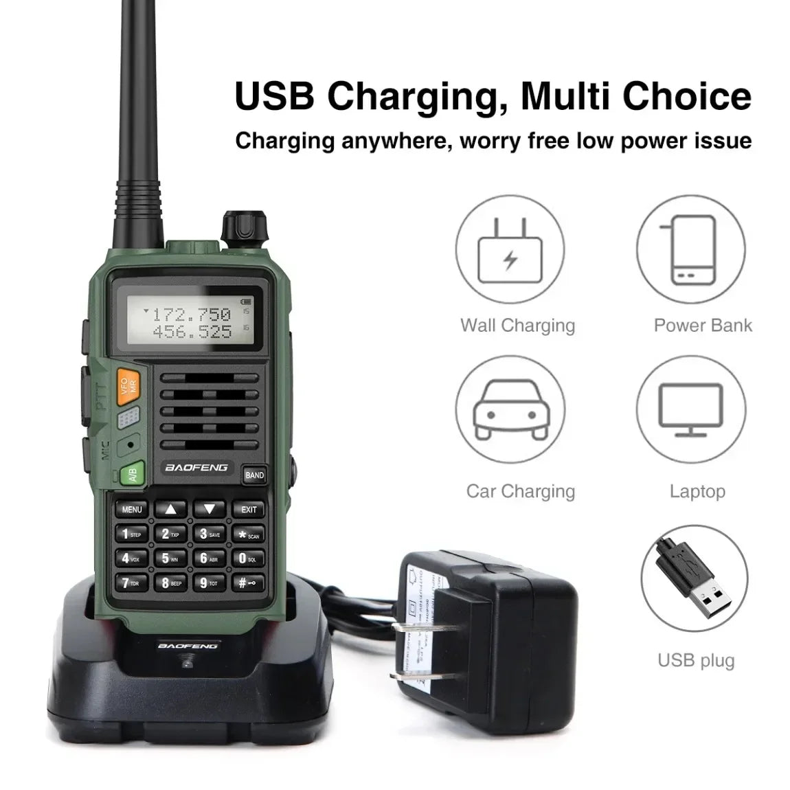 BAOFENG UV-S9 PLUS 10W Walkie Talkie banda Dual de largo alcance VHF UHF Radio de mano para UV-5R UV-K5 Ham Radio bidireccional para acampar