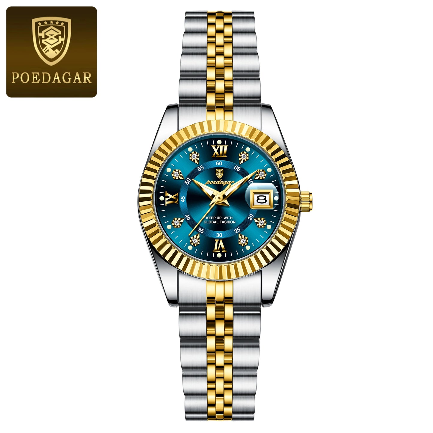 POEDAGAR, relojes de lujo para mujer, Reloj de pulsera resistente al agua con fecha luminosa para mujer, Reloj de cuarzo elegante de acero inoxidable para mujer, Reloj