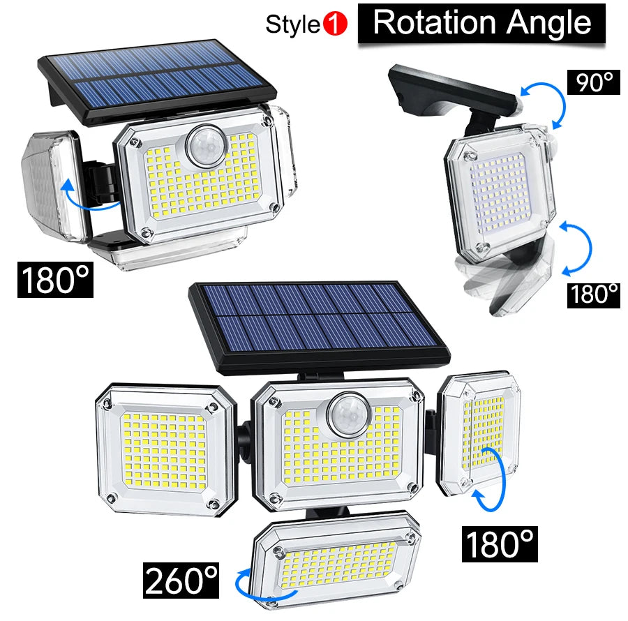 122/333LED luces solares Sensor de movimiento al aire libre inducción humana 3 modos IP65 impermeable energÃÂa Solar garaje patio lámpara de pared del pasillo