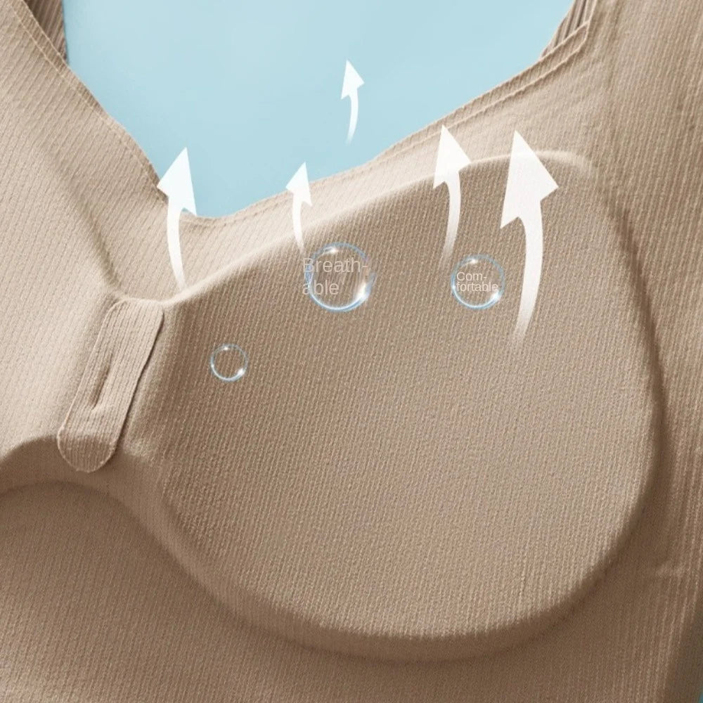 Sujetador inalámbrico de talla grande con escote en V profundo, ropa interior ajustada a prueba de golpes, lencería push-up, sujetador sin costuras antiflacidez para correr