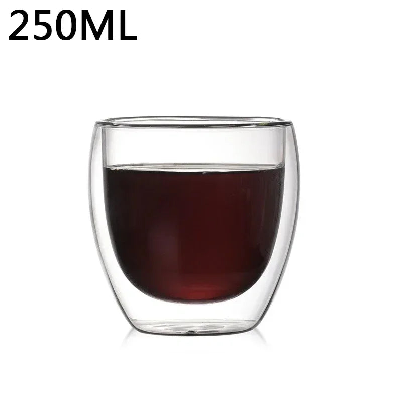 1-6 uds 80-450ML resistente al calor taza de cristal de té de doble pared cerveza café hecho a mano creativo bebida fría juego de vajilla transparente