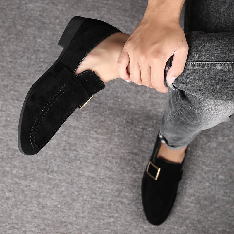 Zapatos de vestir para hombre, mocasines formales de diseñador, zapatos de cuero de gamuza, mocasines de trabajo Social y negocios, boda