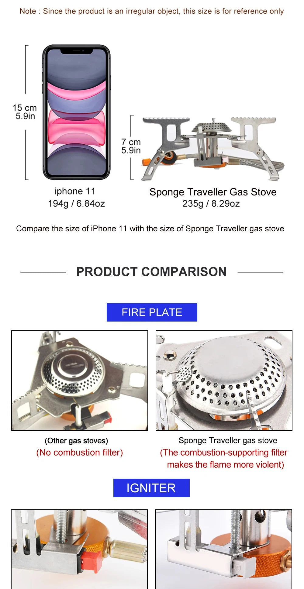 Estufa de Gas para acampar, estufa plegable portátil para mochilero al aire libre, equipo turÃstico para cocinar, senderismo, Picnic, 3500W