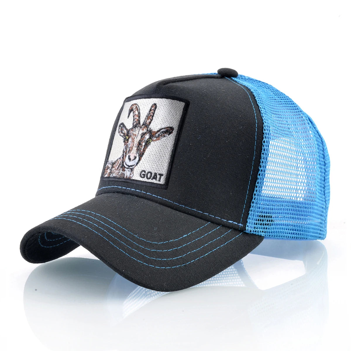 Gorras de camionero de moda con parche de cabra bordado gorra de béisbol Snapback para las cuatro estaciones para hombres y mujeres gorra con visera ajustable