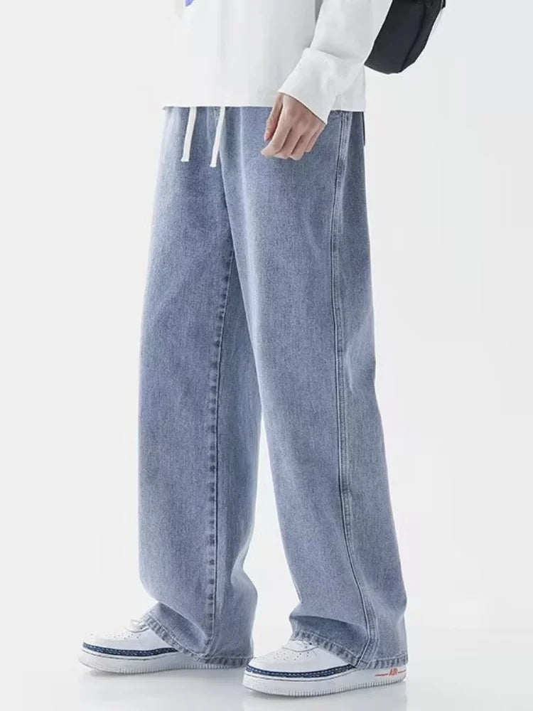 Nuevo 2024 Venta caliente de los hombres coreanos Casual largo Denim clásico de los hombres de pierna recta High Street Denim pantalones de pierna ancha