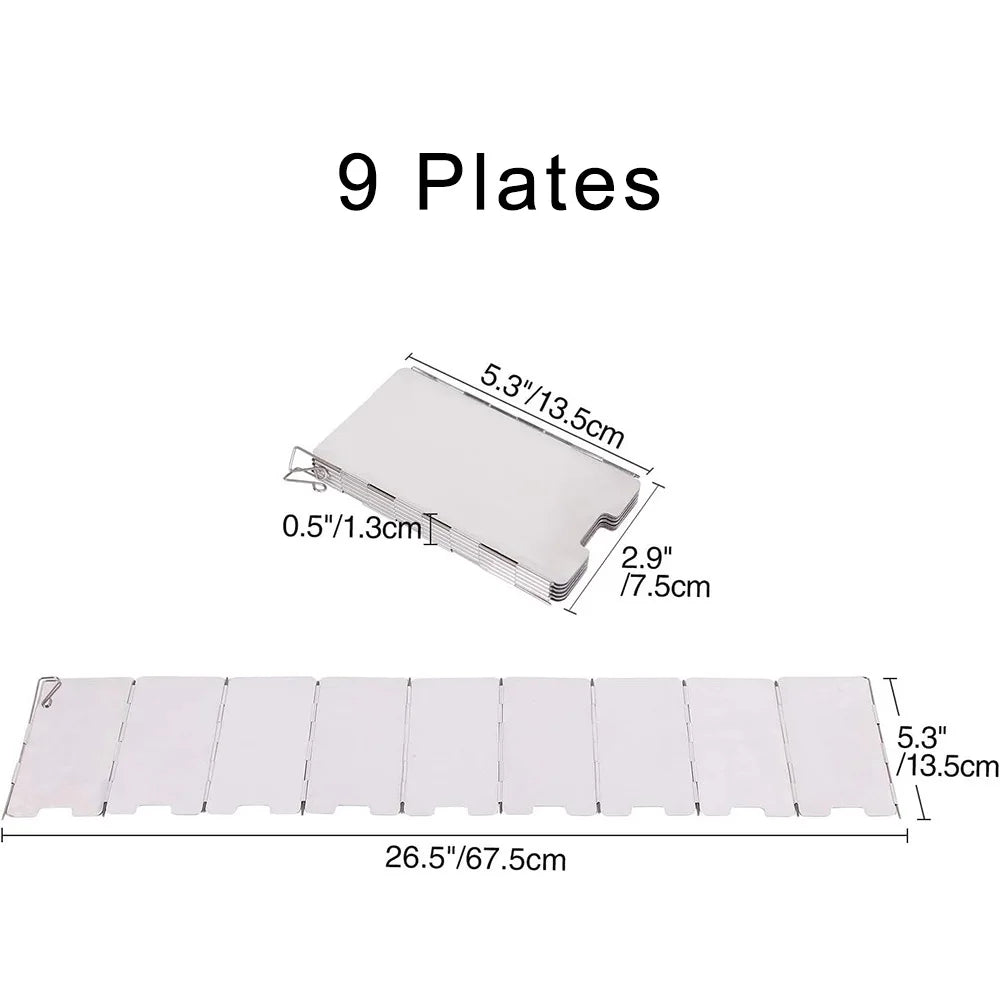 Estufa de Camping plegable con 8/9/10/12/14/16 placas, parabrisas, estufa de Gas, protector contra el viento, cocina ligera para pícnic al aire libre, pantalla de viento