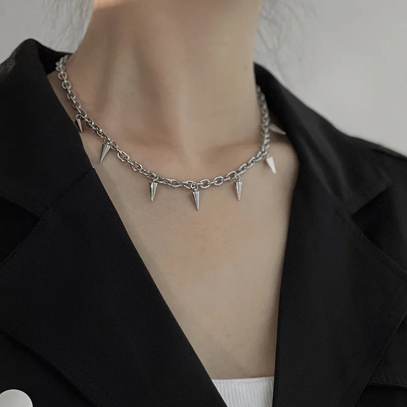 Collar con tachuelas estéticas Punk de acero inoxidable, gargantilla para hombre, collar con colgante de remache de Hip Hop para mujer, regalos de joyerÃa gótica