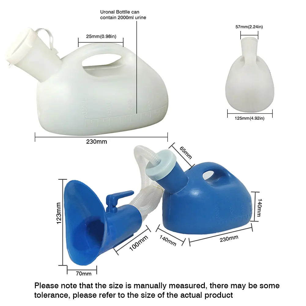 Urinario portátil de 2000ml con manguera para mujeres y hombres, extensión de 1,3/1,6 m, inodoro de tubo largo, urinario para exteriores, olla para acampar y viajar