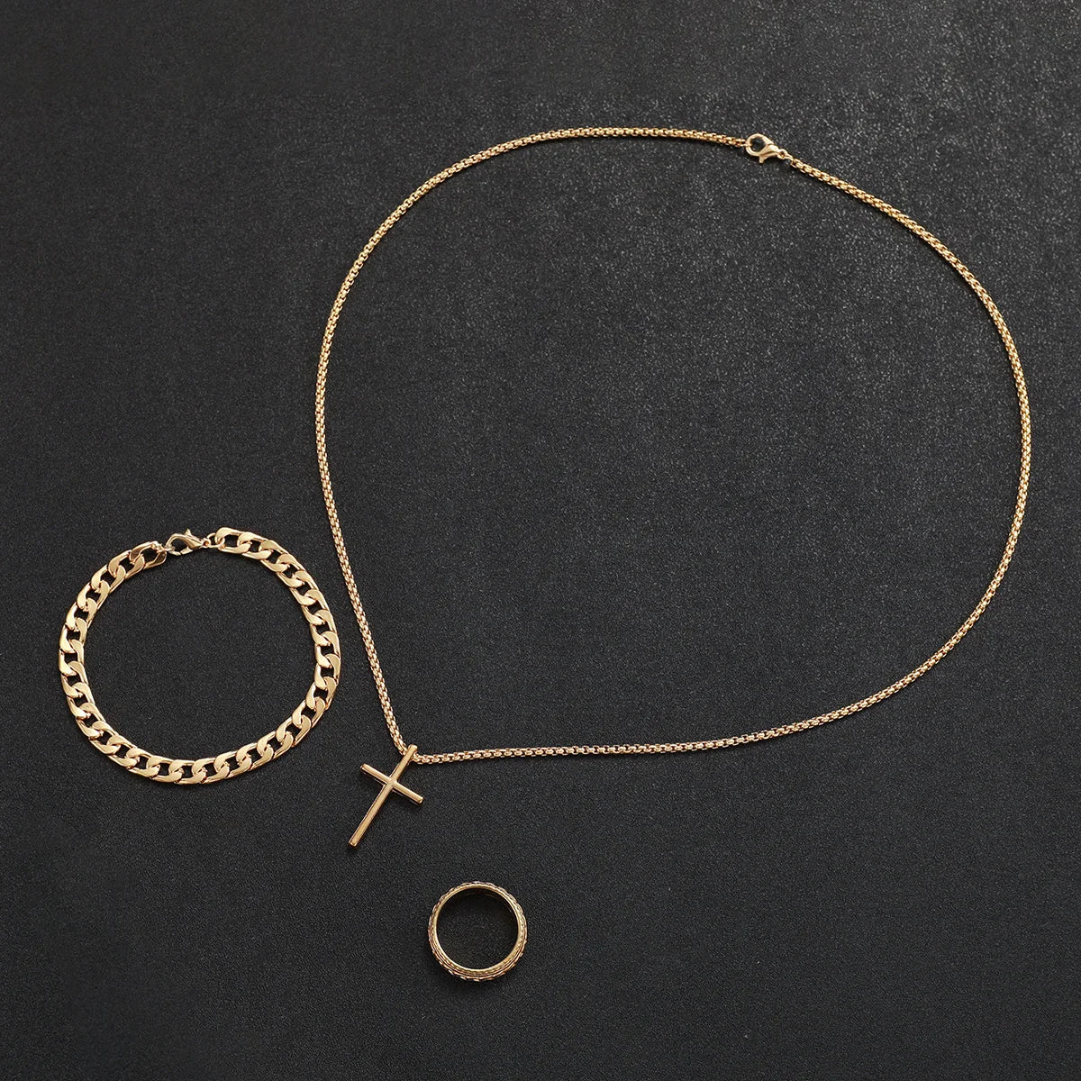 Conjunto de relojes de negocios para hombre, pulsera de acero dorado, analógico, de cuarzo, sin caja, 4 unidades