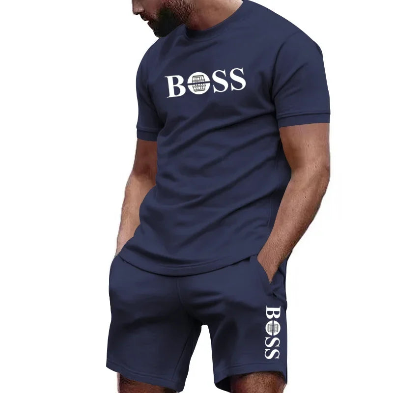 Ropa deportiva de dos piezas para hombre, conjunto de camiseta y pantalones de manga corta, ropa deportiva para correr y fitness, verano 2024, gran descuento, 2024