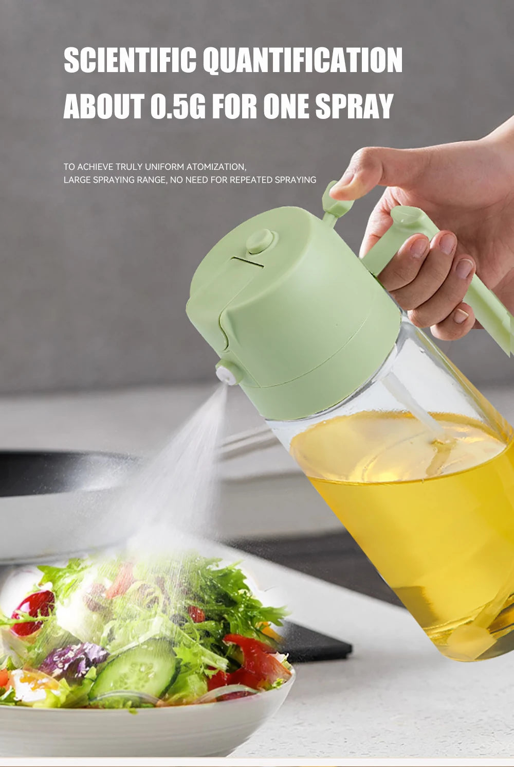 Botella vacía de aceite de 500mL, pulverizador y vertedor 2 en 1, contenedor de aceite de plástico, dispensador de aceite de cocina, vaporizador, vinagrera para acampar y barbacoa