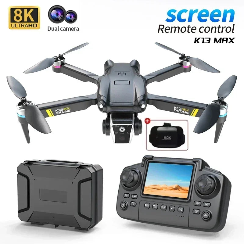 K13MAX Drone profesional RC 8K cámaras HD WIFI FPV altura mantener gesto fotografÃa plegable Quadcopter pantalla Control remoto juguete