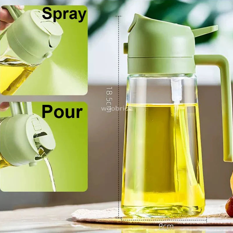 Spray 2 en 1 para botella dispensadora de aceite de oliva, diseño de mango cómodo para barbacoa, sartén de aire, horno, Camping