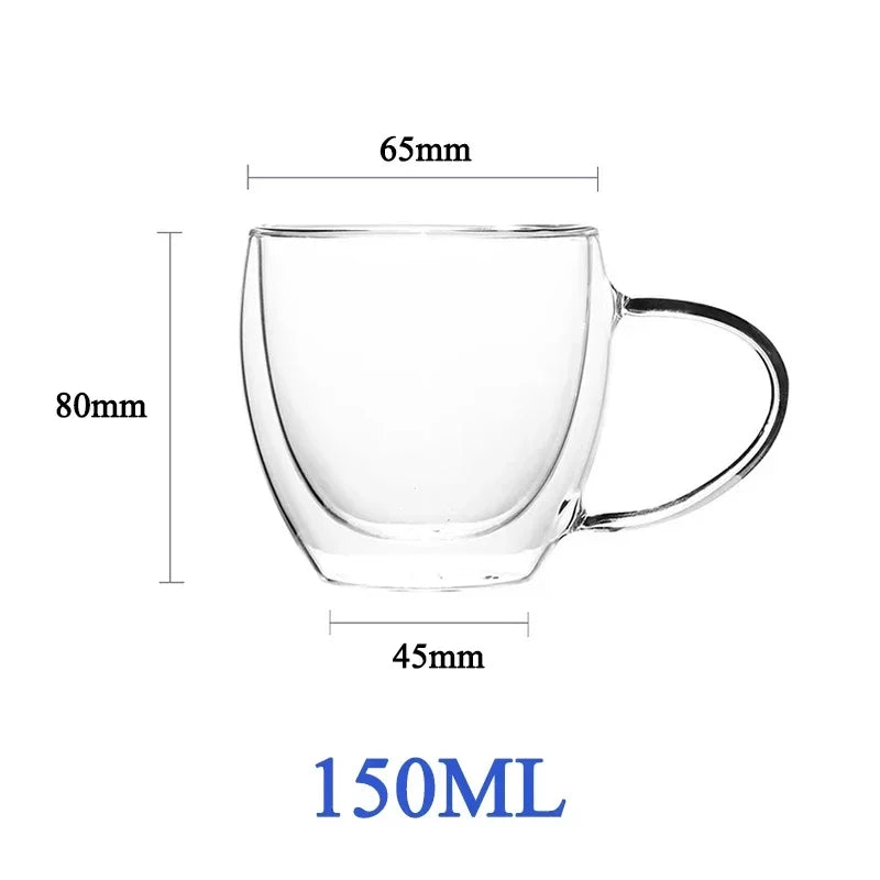 1-6 uds 80-450ML resistente al calor taza de cristal de té de doble pared cerveza café hecho a mano creativo bebida fría juego de vajilla transparente