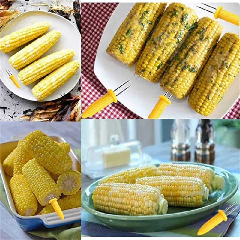 10 Uds. De tenedor, brocheta de maÃz, soportes de maÃz de acero inoxidable, brochetas de maÃz en espiga, tenedores de fruta, herramienta de cocina para acampar al aire libre y barbacoa