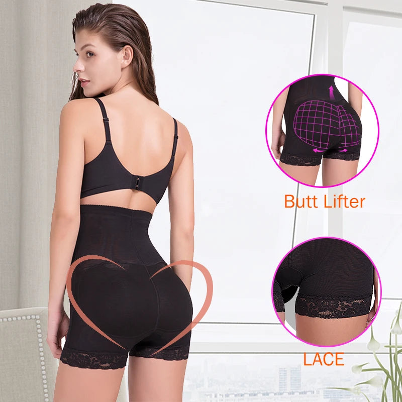 Entrenador de cintura alta, levantador de glúteos con bragas de Control acolchadas, ropa interior adelgazante, moldeadores de barriga, corsé moldeador