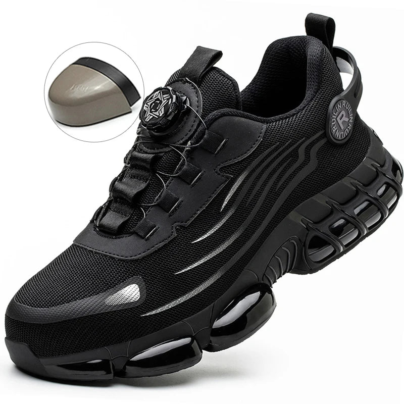 Zapatos de seguridad protectores con punta de acero indestructibles, zapatos de trabajo antideslizantes y resistentes a la abrasión, zapatillas cómodas y resistentes para hombres 