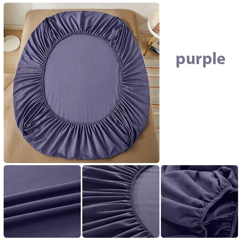 Sábana bajera 100% de algodón con banda elástica, funda de colchón ajustable antideslizante de Color sólido para camas individuales, dobles, King y Queen