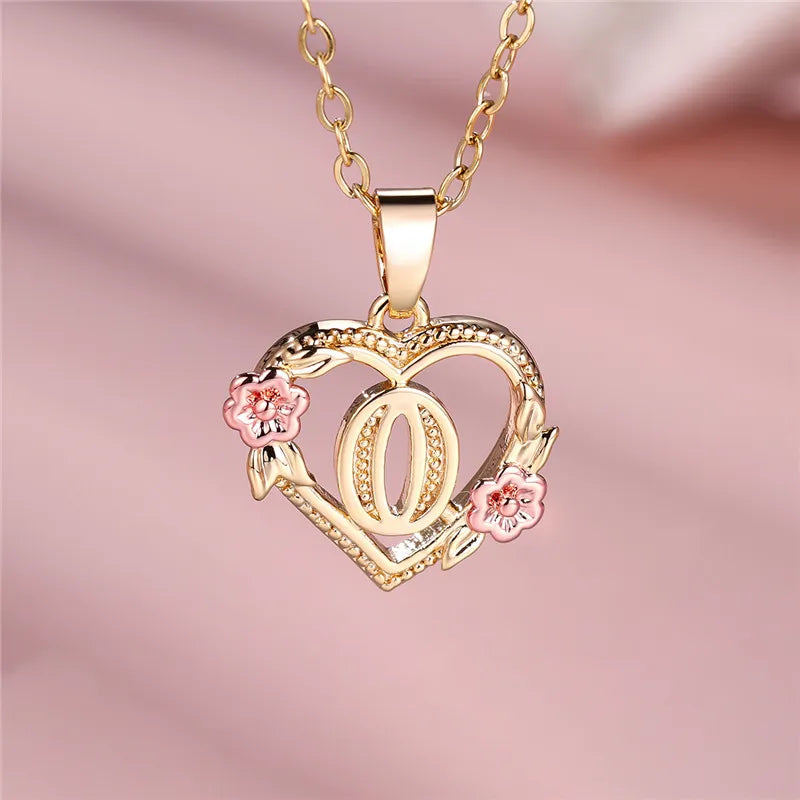 Collar con colgante de flor y letra de A-Z para mujer, Color oro amarillo, joyerÃa de boda, regalo para mujer