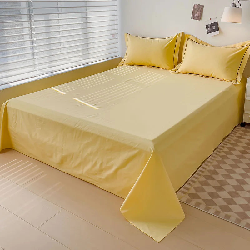 Sábana plana de algodón egipcio, sábanas superiores 100% de algodón de 400TC, ropa de cama suave de lujo, para cama doble Queen King, 1 ud.