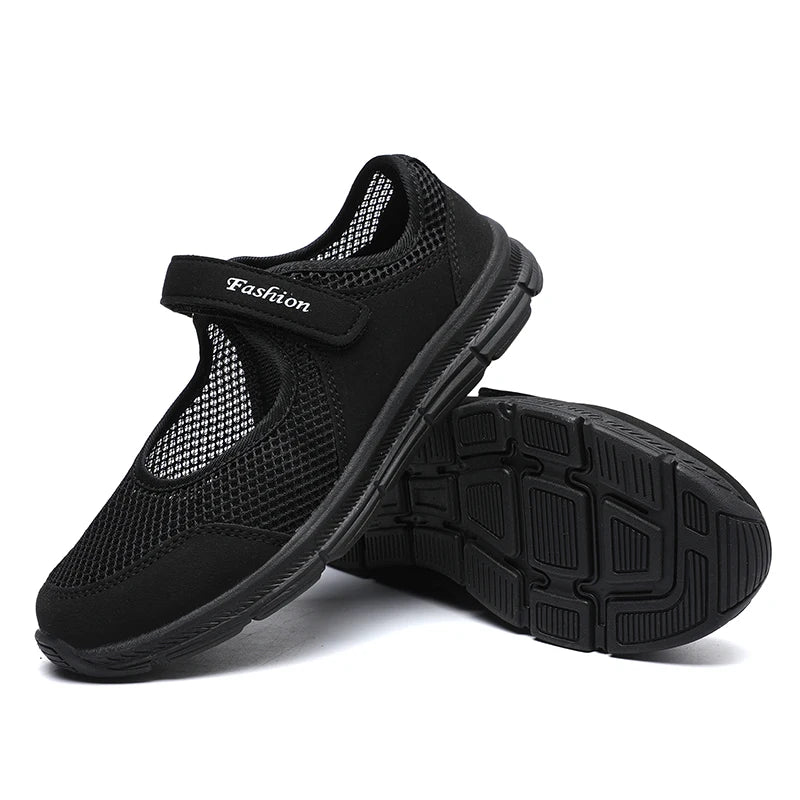 Zapatos vulcanizados transpirables para mujer, zapatillas de deporte de malla transpirable a la moda, zapatos de trabajo informales para caminar, color blanco