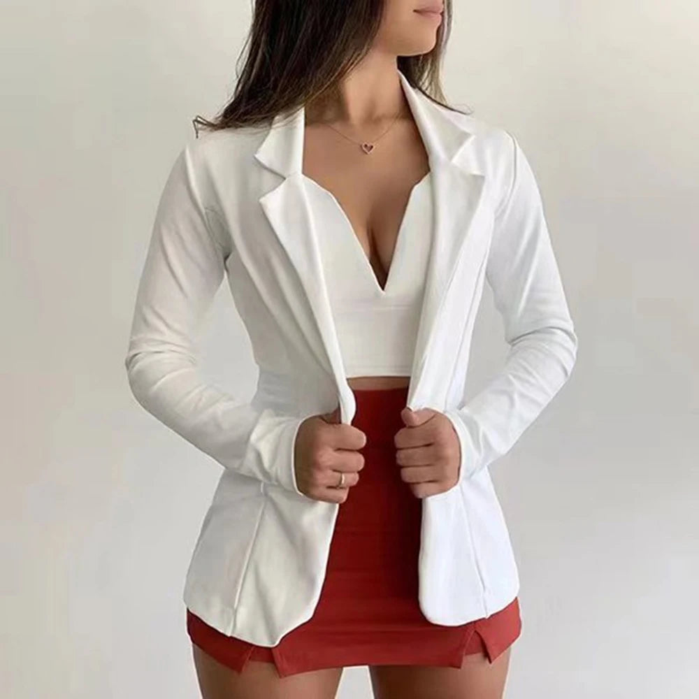 Abrigo deportivo elegante para mujer, top informal deportivo de oficina ajustado de manga larga