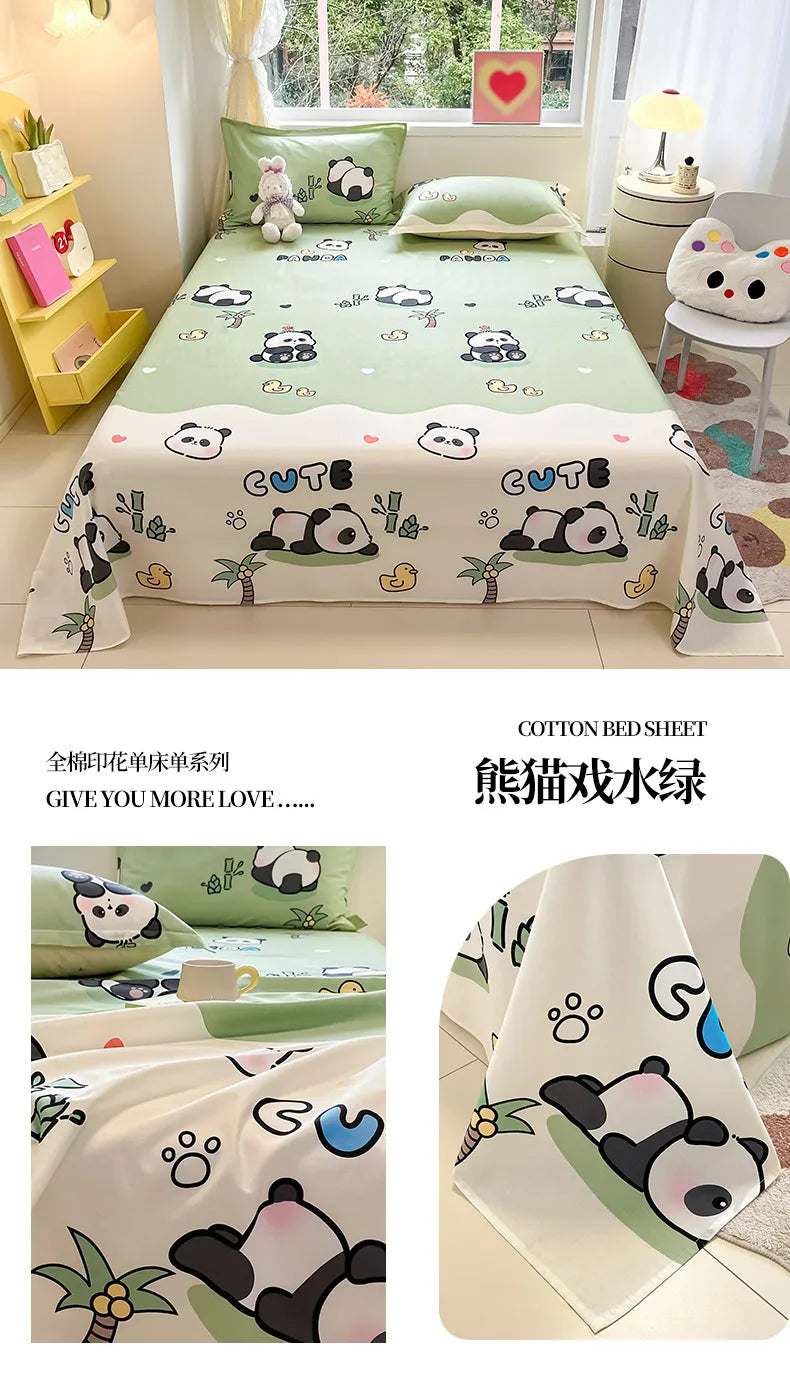 Sábana de algodón 100% con estampado de flores, sábanas dobles para niñas y niños, ropa de cama individual Queen King Size, 1 Uds.