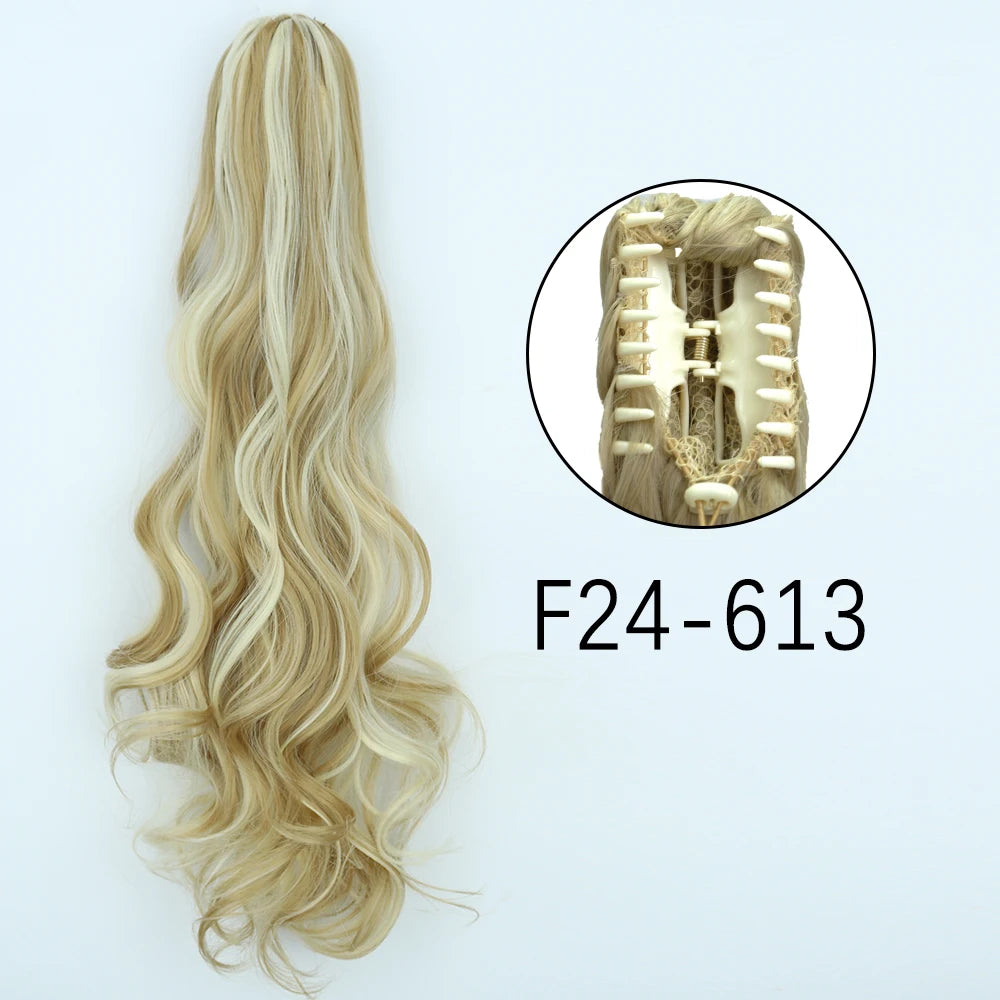 Extensiones de cabello de cola de caballo con Clip de garra larga y recta sintética, pieza de cabello de cola de caballo resistente al calor de 24 pulgadas para mujer, fiesta diaria