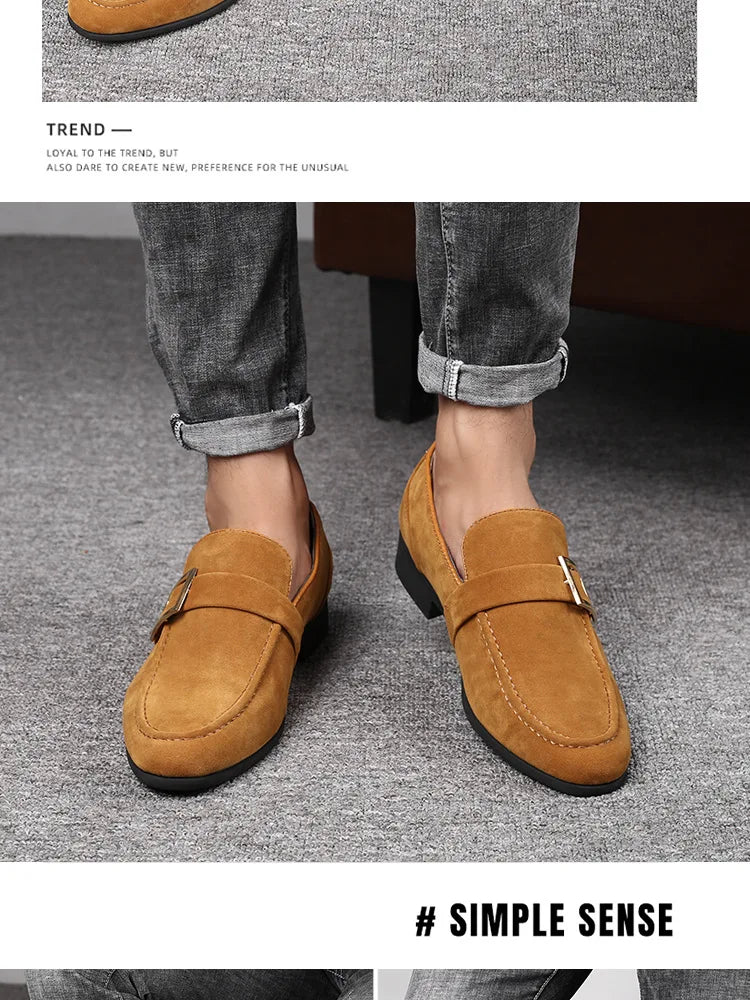 Zapatos de vestir para hombre, mocasines formales de diseñador, zapatos de cuero de gamuza, mocasines de trabajo Social y negocios, boda