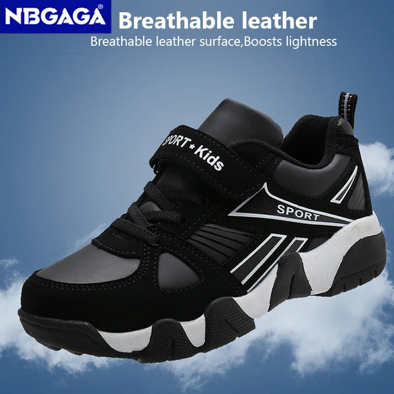 Zapatos para niños, zapatillas deportivas escolares de cuero de moda para niños, tenis, informales, para caminar, correr, antideslizantes, talla 28-39