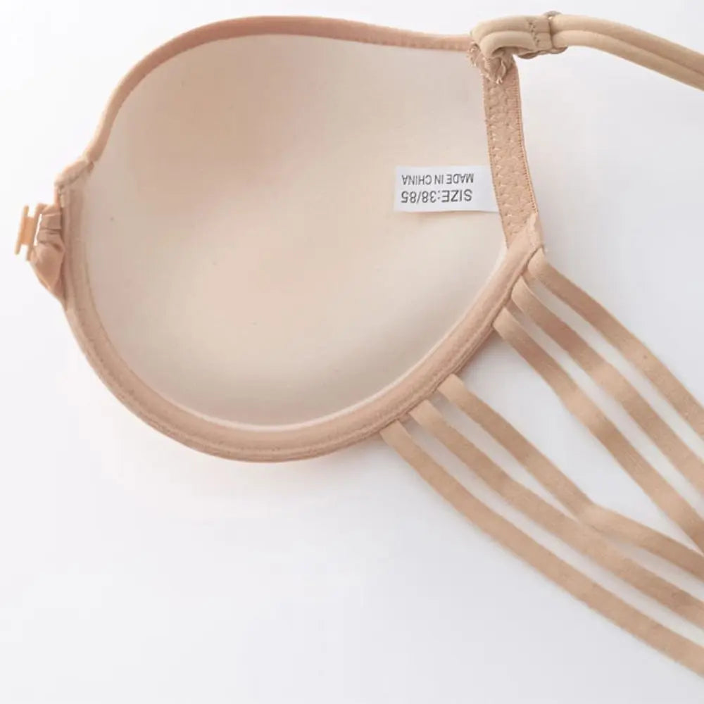 Sujetador de encaje con botón frontal a la moda para mujer, 3/4 tazas, parte de atrás bonita, sujetador sin costuras, ropa interior íntima, sujetador inalámbrico con escote en V profundo para playa