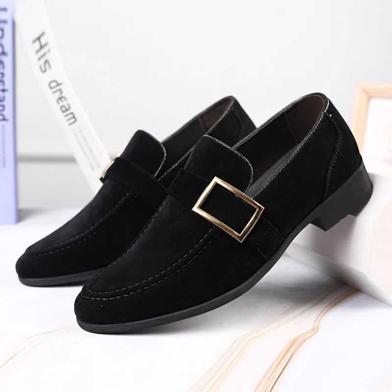 Zapatos de vestir para hombre, mocasines formales de diseñador, zapatos de cuero de gamuza, mocasines de trabajo Social y negocios, boda