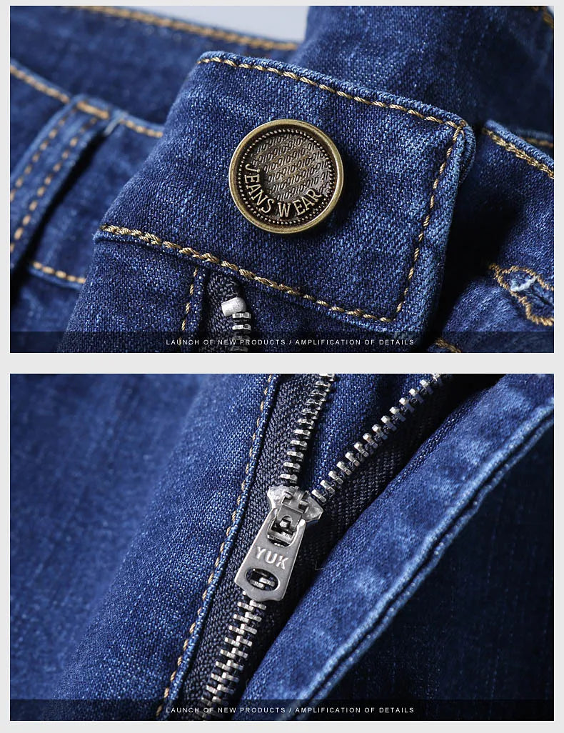 Nuevos pantalones ligeros de lujo elásticos ajustados para hombre, cómodos y suaves pantalones vaqueros informales rectos a la moda de negocios, ropa de marca masculina