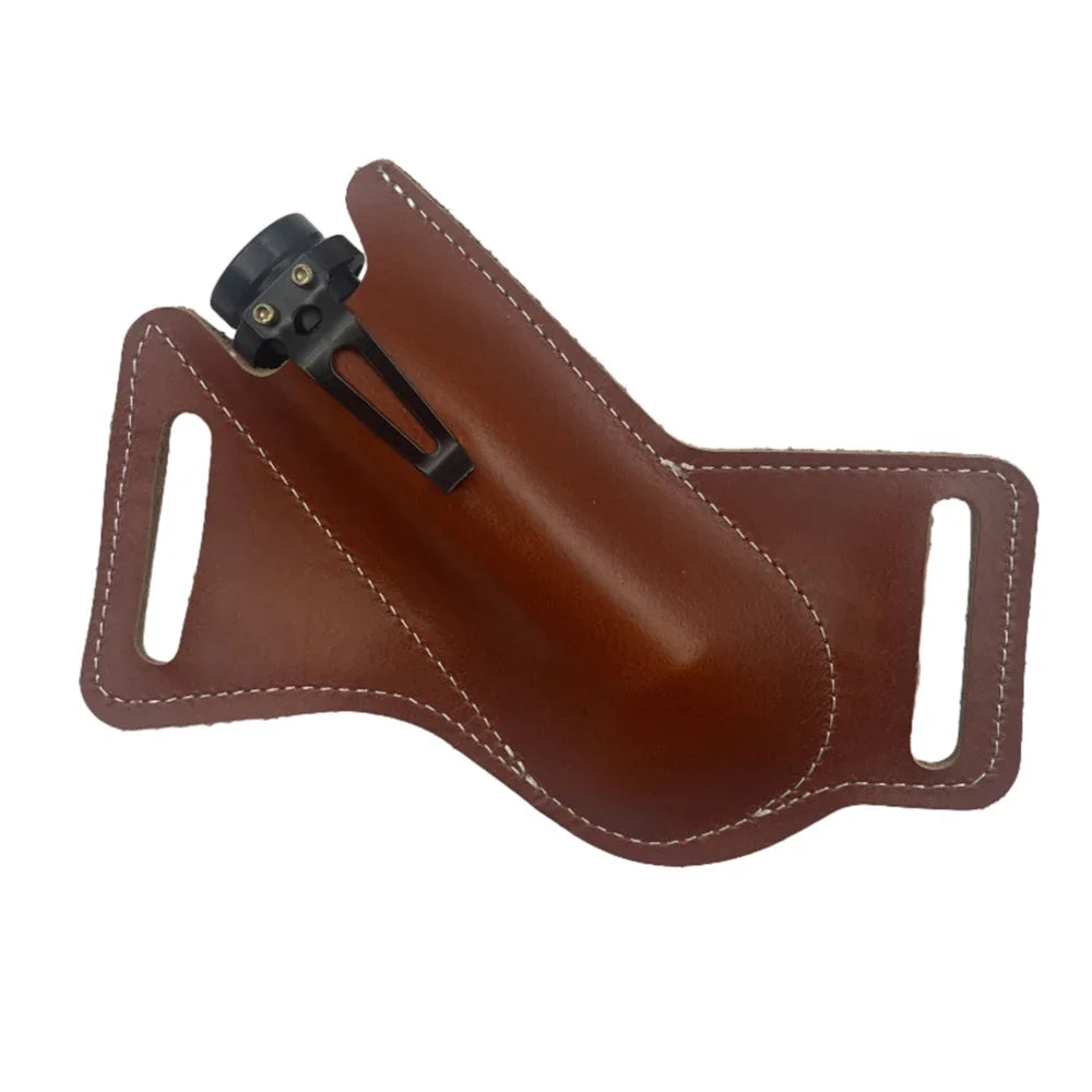 Funda de bolsillo para caza, funda de cuero con soporte para cinturón, funda para linterna, herramienta para cuchillo plegable, transporte para campamento al aire libre