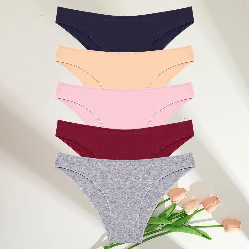 FINETOO-Conjunto de bragas de M-XXL para mujer, lencerÃa de algodón, ropa interior Sexy, 7 colores sólidos