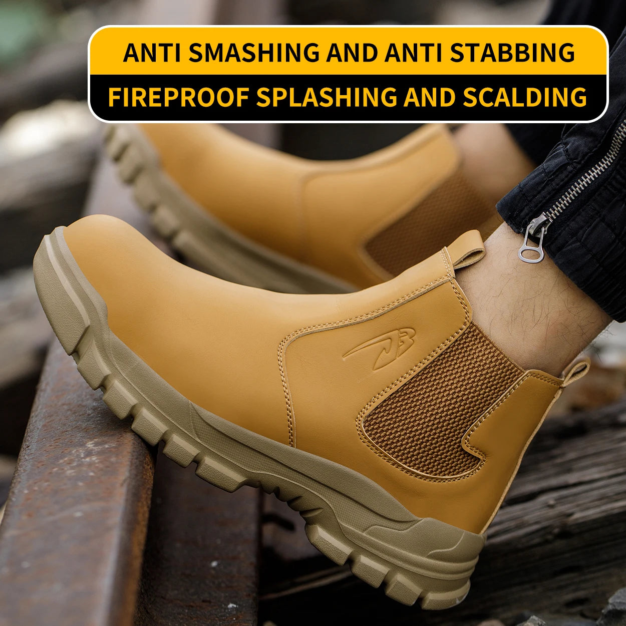 Botas de trabajo de seguridad impermeables para hombre, zapatos con punta de acero, botas protectoras antigolpes y antipinchazos para aventuras al aire libre y senderismo