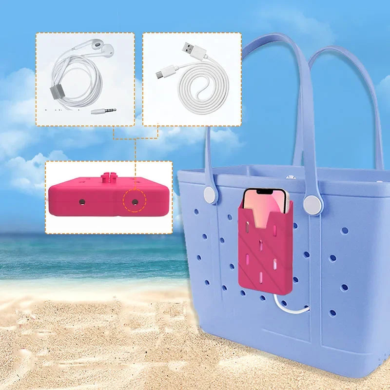 Bolsa de almacenamiento de silicona para teléfono móvil, bolsa de playa, accesorio con Clip, soporte para teléfono móvil, Gadgets de juego para acampar, 1 unidad