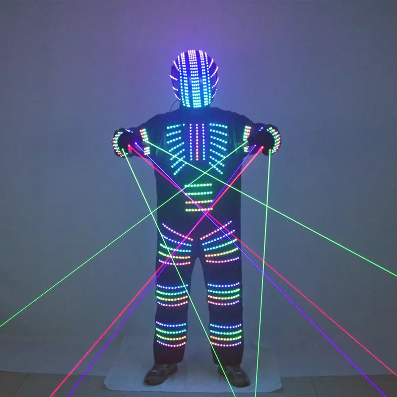 Traje de robot LED a todo color, disfraz de depredador láser, bailarina de escenario, soldado de hierro, traje de cosplay para club nocturno nuevo