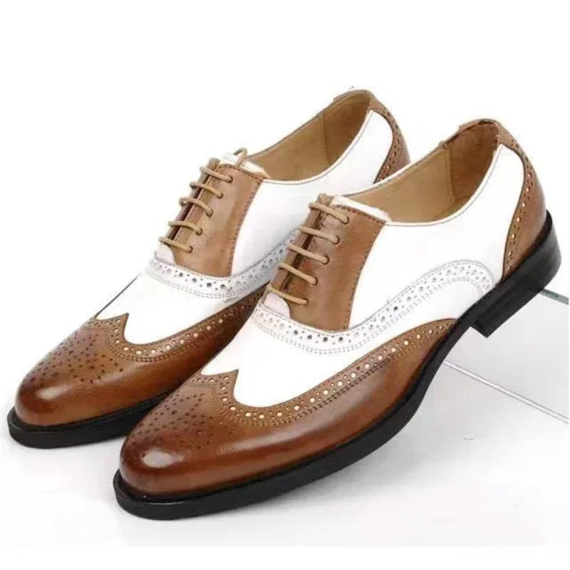 Zapatos de vestir para hombre de colores mezclados, zapatos de cuero Retro para hombre, calzado barroco de negocios para hombre, calzado Oxford informal para hombre Erkek Ayakkabı