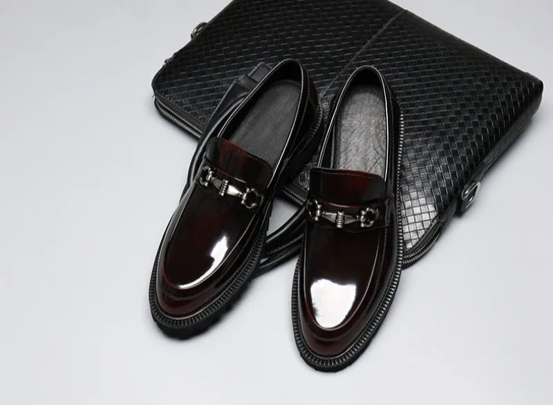 Zapatos de vestir de cuero para hombre, hebilla de calle de caballo, zapatos Oxford de alta calidad para hombre, zapatos formales para fiesta de boda y oficina, talla grande 38-48